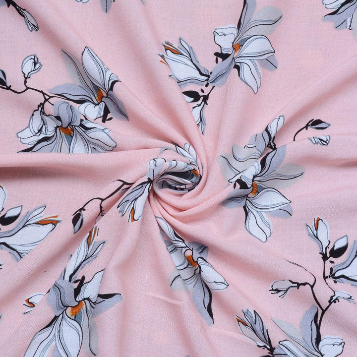 Wiskoza Drukowana Rozowa Letnie Kwiaty - Textil World