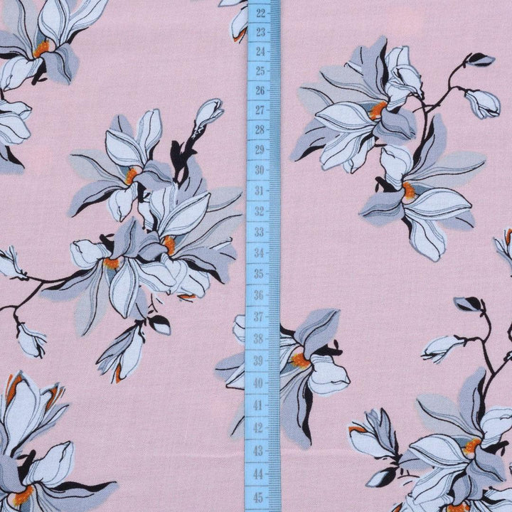 Wiskoza Drukowana Rozowa Letnie Kwiaty - Textil World