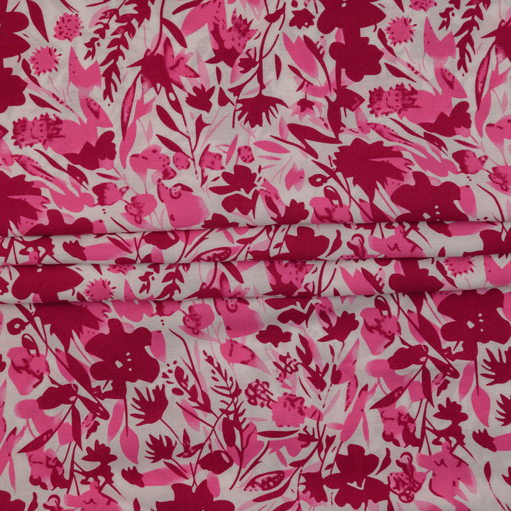 Wiskoza Drukowana Różowy Ogród Marzeń - Textil World