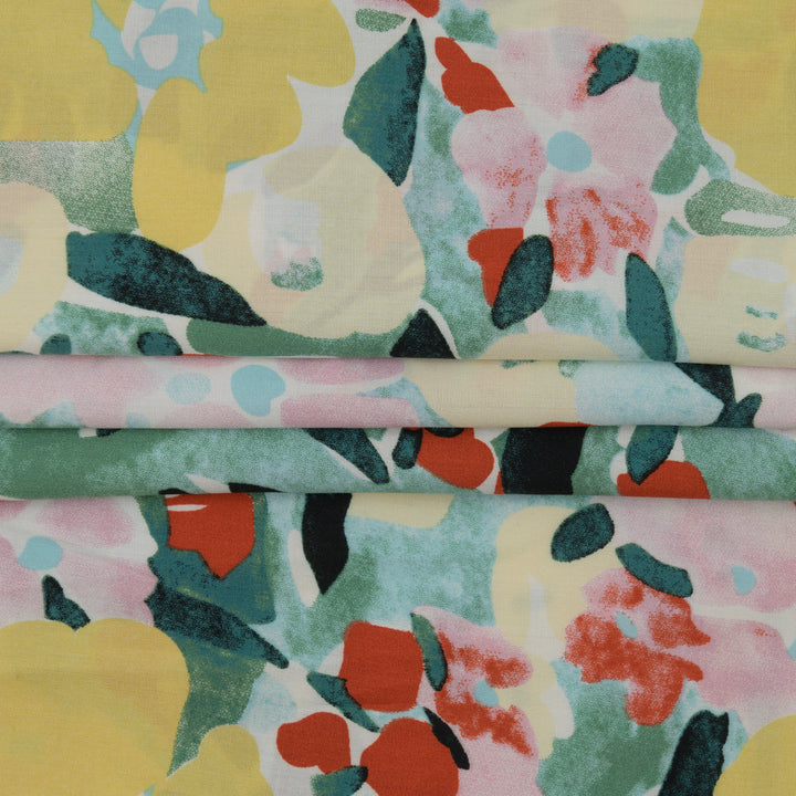 Wiskoza Drukowana Vintage Zielone Kwiaty - Textil World