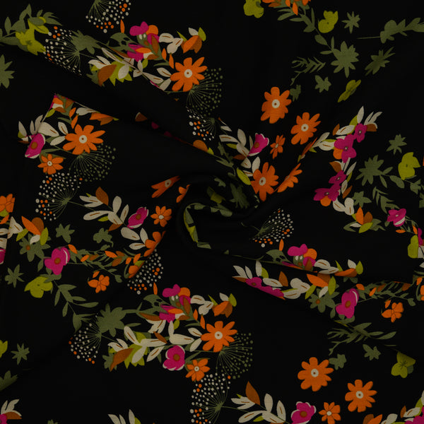 Wiskoza Drukowana Wild Meadow Night - Textil World