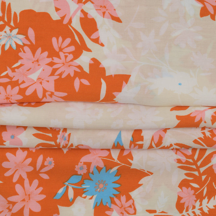 Wiskoza Drukowana Wiosenne Kremowe Kwiaty - Textil World