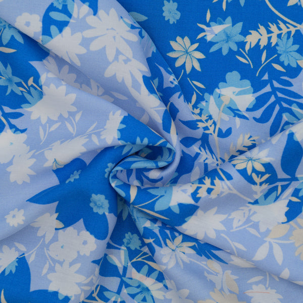 Wiskoza Drukowana Wiosenne Niebiskie Kwiaty - Textil World