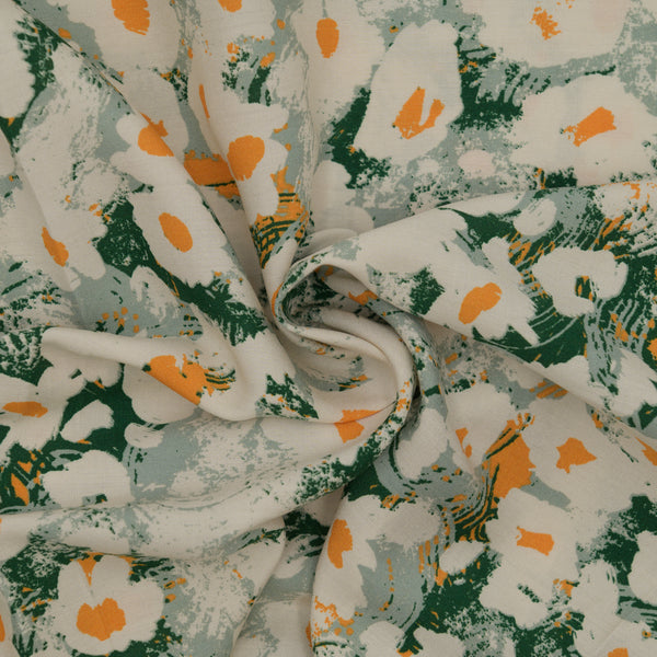 Wiskoza Drukowana Zielona Florystyczna Esencja - Textil World