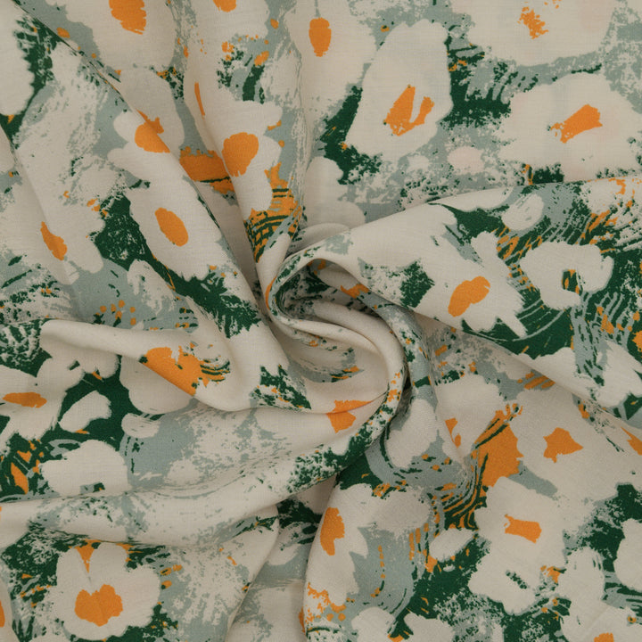 Wiskoza Drukowana Zielona Florystyczna Esencja - Textil World