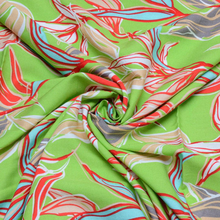 Wiskoza Drukowana Zielona Kwiaty z umysłu Vincenta - Textil World