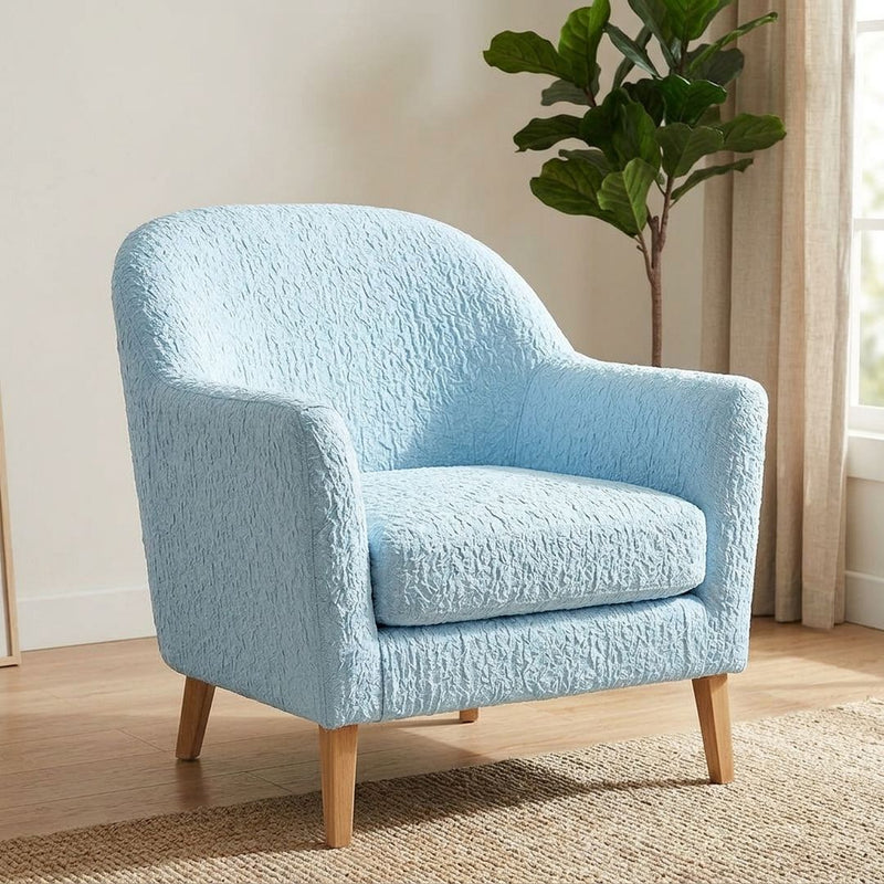 Żakard Baby Blue – fotel tapicerowany z tej tkaniny