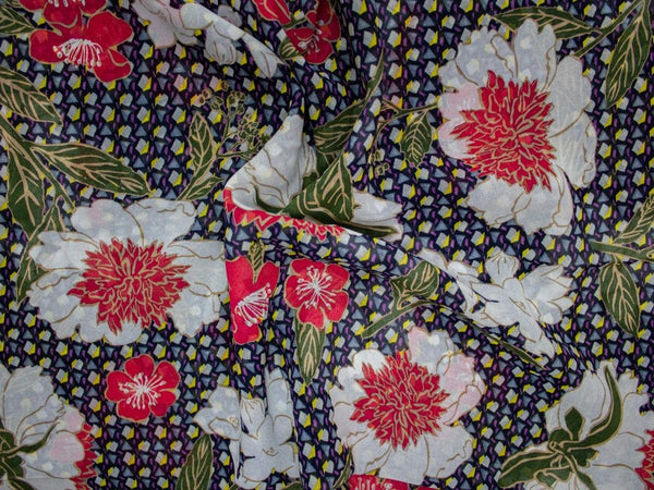 Szyfon Drukowany Kolorowe Kwiaty - Textil World