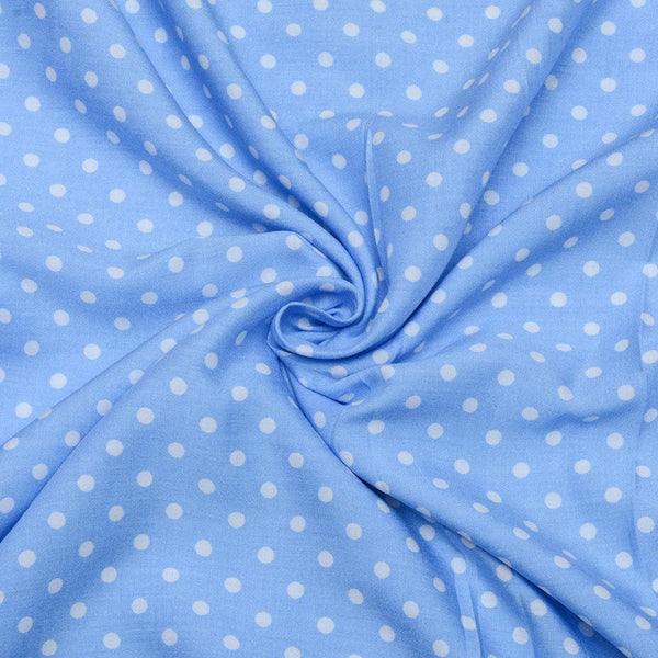 Wiskoza Drukowana Baby Blue Kropki Groszki - Textil World