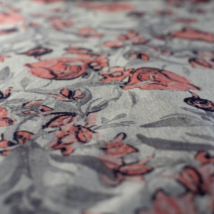 Modal Drukowany Czerwone Kwiaty - Textil World