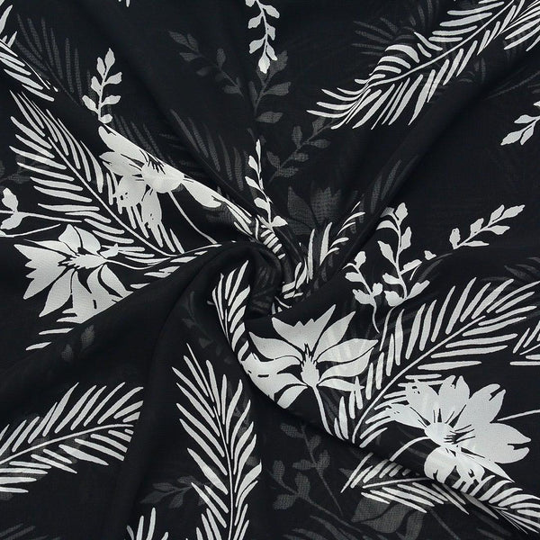 Szyfon Drukowany Kwiaty Liście - Textil World