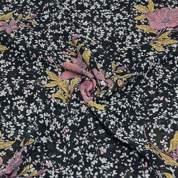 Szyfon Drukowany Kolorowe Kwiaty - Textil World
