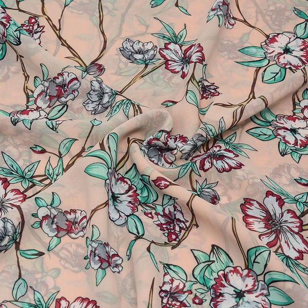 Szyfon Drukowany Kolorowe Kwiaty - Textil World