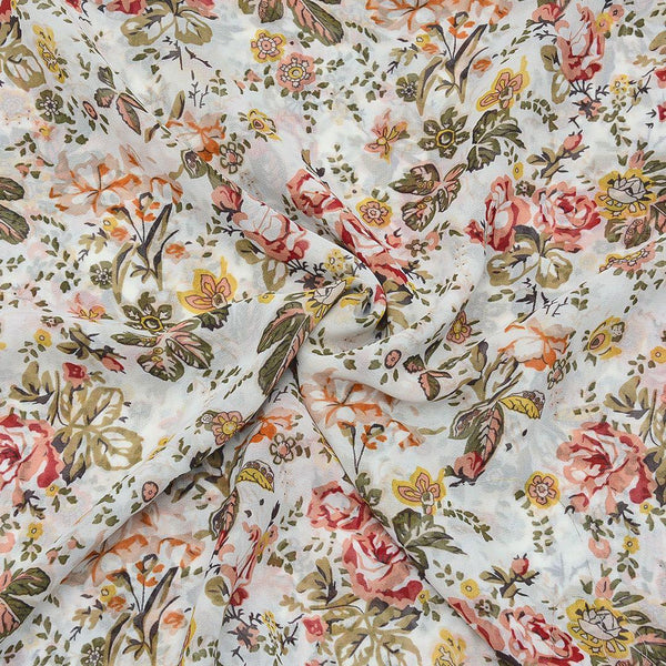 Szyfon Drukowany Kwiaty Liście - Textil World