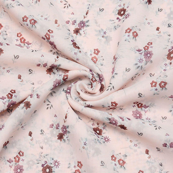 Szyfon Drukowany Pudrowy Róż Drobne Kwiaty - Textil World