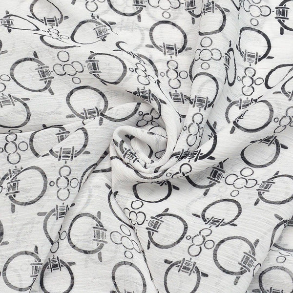 Szyfon Drukowany Czarno-Białe Wzory - Textil World