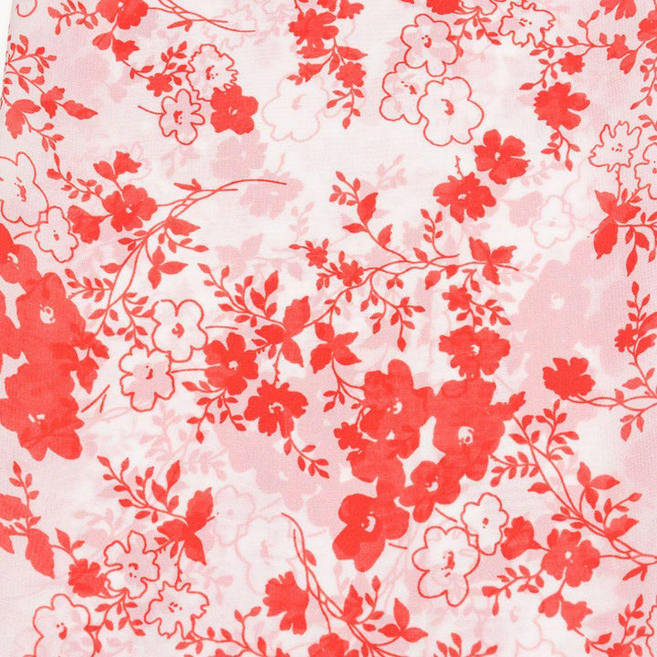 Szyfon Drukowany Czerwone Kwiaty - Textil World