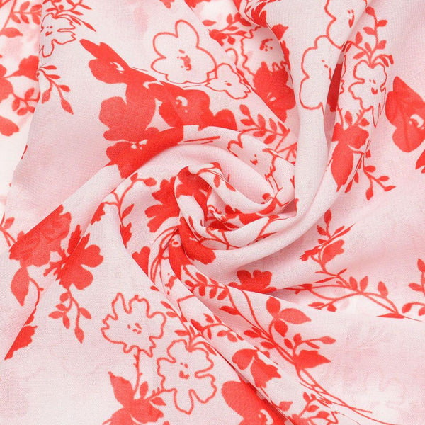 Szyfon Drukowany Czerwone Kwiaty - Textil World