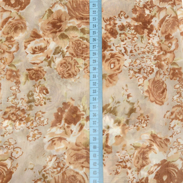 Szyfon Drukowany Beżowe Kwiaty - Textil World