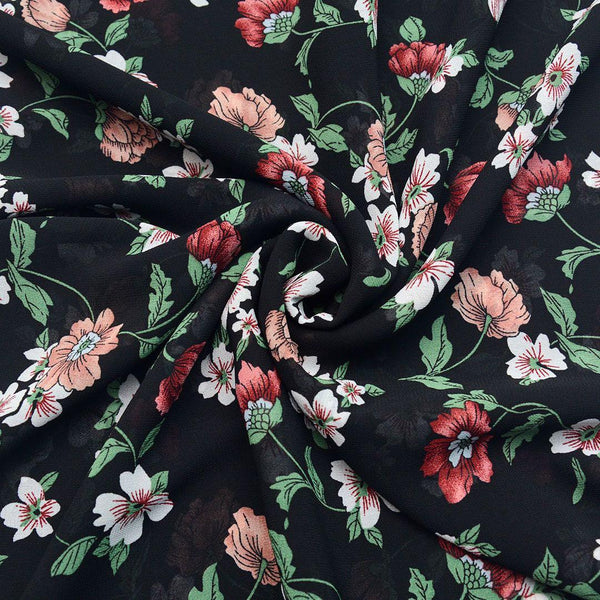 Szyfon Drukowany Kolorowe Kwiaty - Textil World