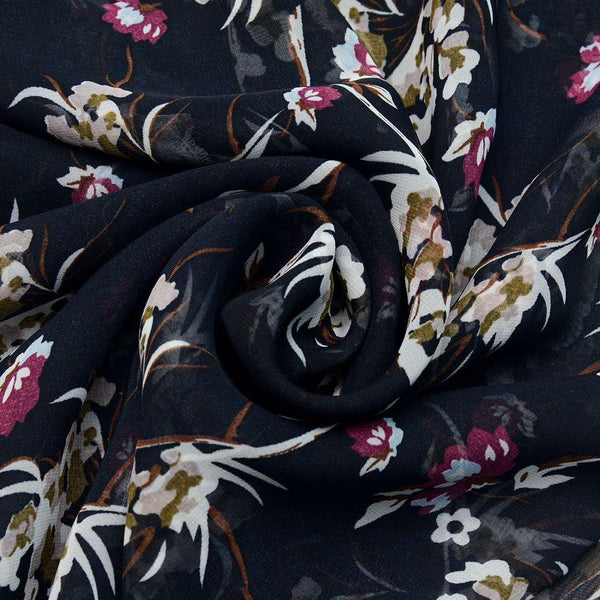 Szyfon Drukowany Kolorowe Kwiaty - Textil World