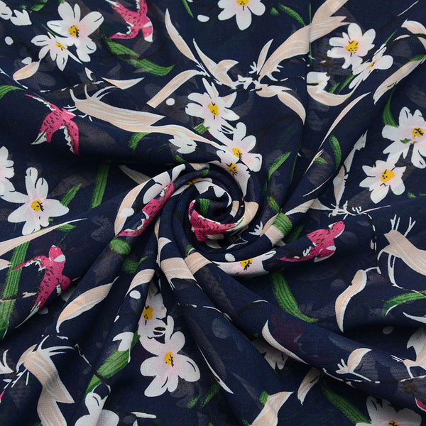 Szyfon Drukowany Kolorowe Kwiaty - Textil World