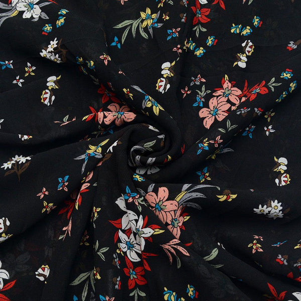 Szyfon Drukowany Kolorowe Kwiaty - Textil World