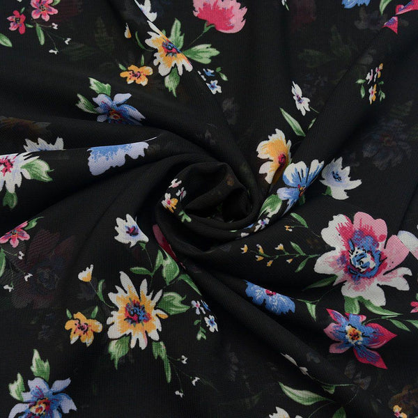 Szyfon Drukowany Kolorowe Kwiaty - Textil World