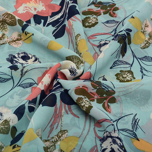 Szyfon Drukowany Kolorowe Kwiaty - Textil World