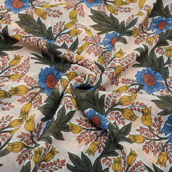 Szyfon Drukowany Kolorowe Kwiaty - Textil World