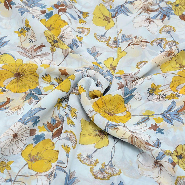 Szyfon Drukowany Żółte Kwiaty - Textil World