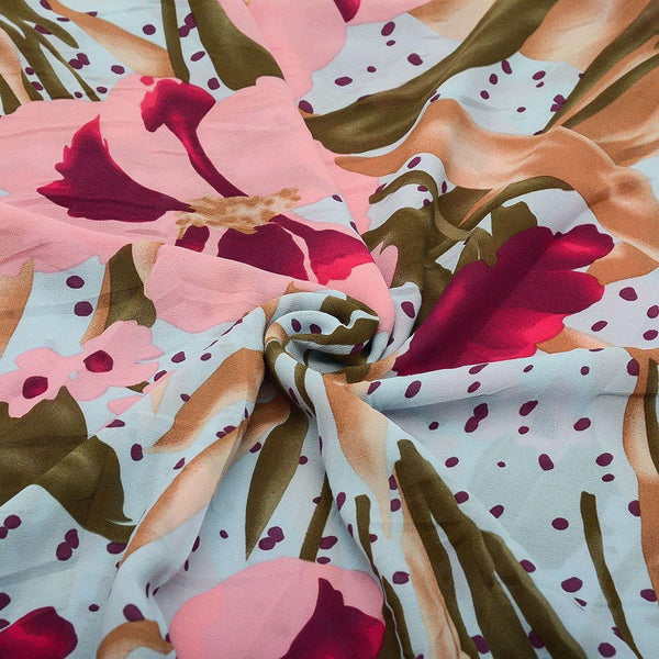 Szyfon Drukowany Kolorowe Kwiaty - Textil World