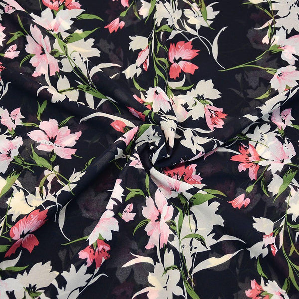 Szyfon Drukowany Kolorowe Kwiaty - Textil World