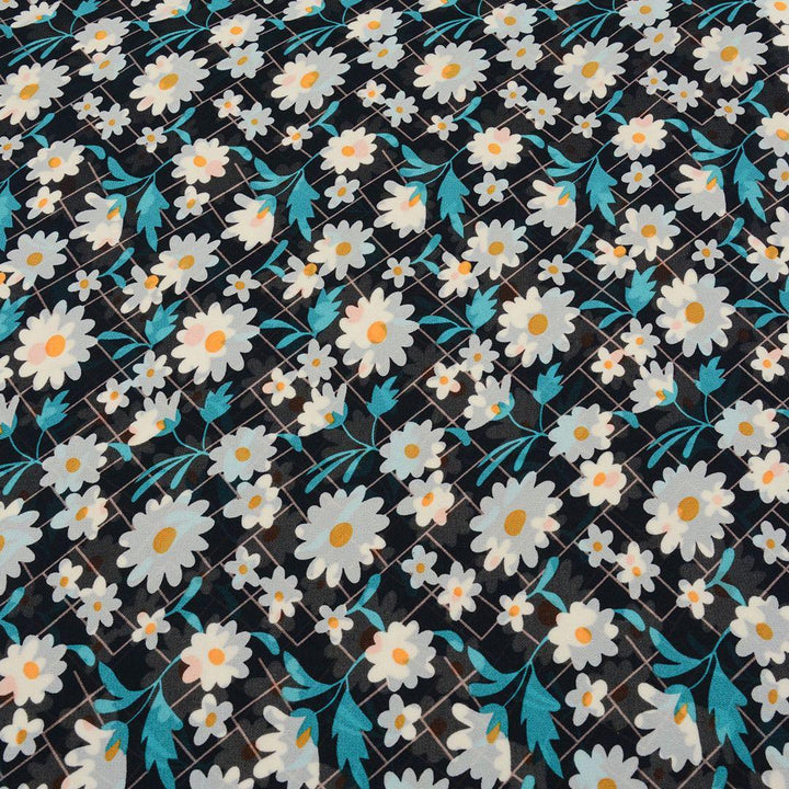 Szyfon Drukowany Białe Kwiaty - Textil World