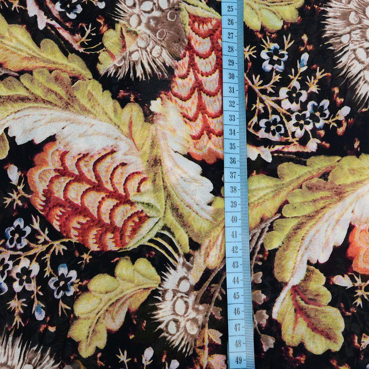 Szyfon Drukowany Kwiaty Liście - Textil World