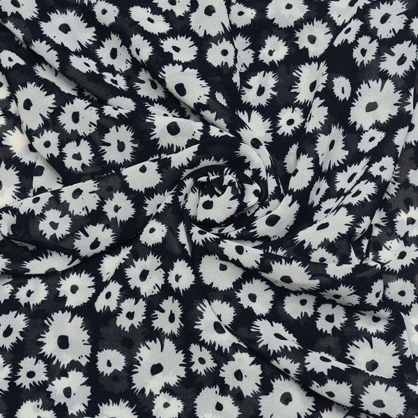 Szyfon Drukowany Białe Kwiaty - Textil World
