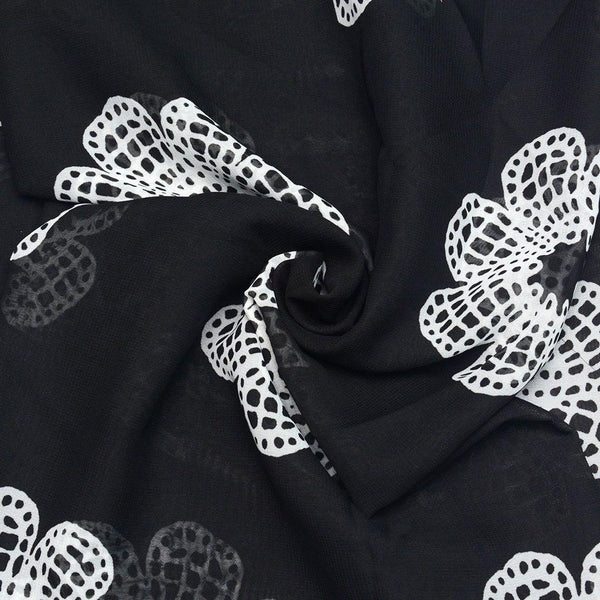 Szyfon Drukowany Białe Kwiaty - Textil World