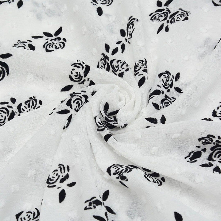 Szyfon Flokowany Kwiaty - Textil World