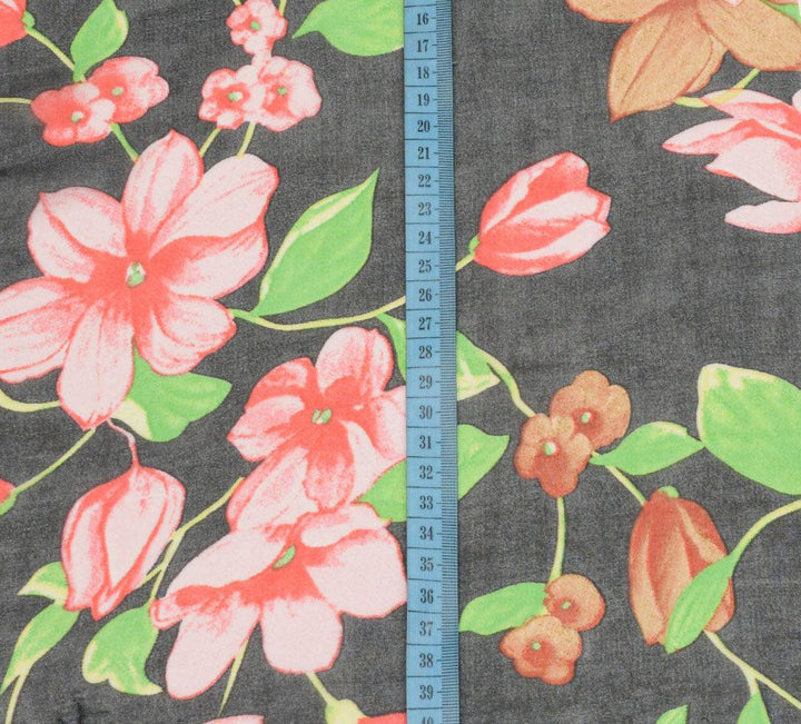 Szyfon Drukowany Kwiaty Flamingo - Textil World