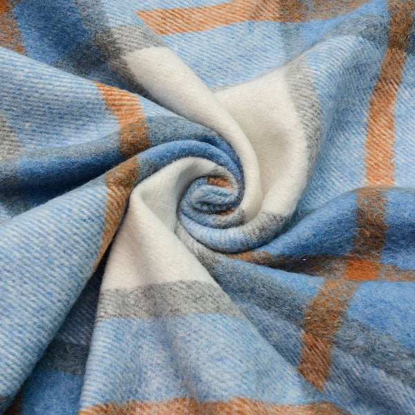 Wełna Drukowana Kratka Baby Blue - Textil World