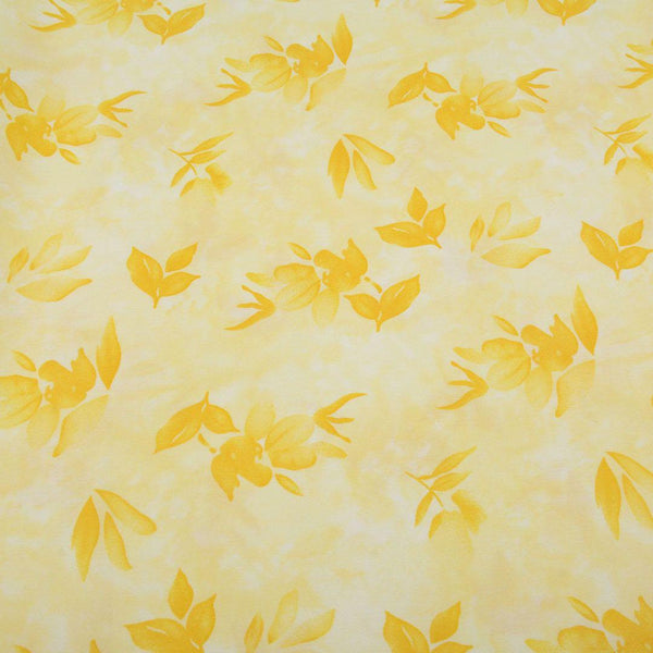 American Krepa Drukowana Żółta Liście - Textil World