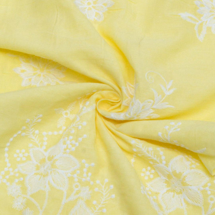 Bawełna Haft Border Żółta Cytryna - Textil World