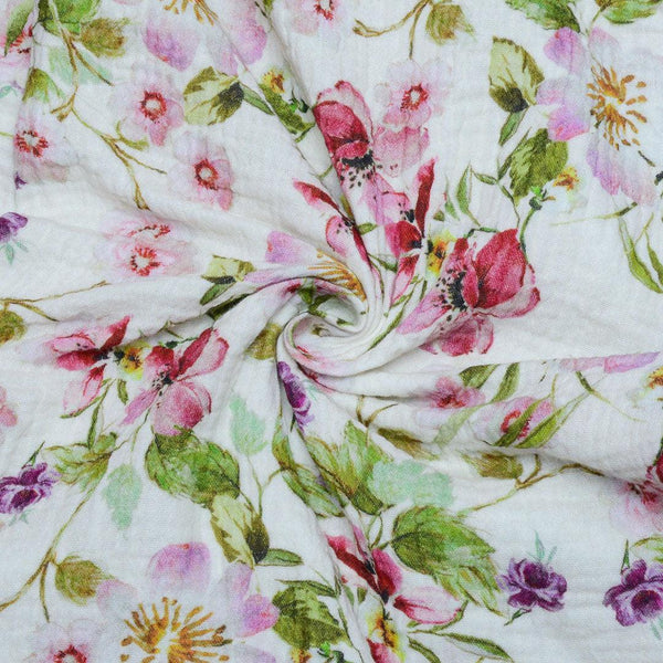Muślin Drukowany Jasne Kolorowe Kwiaty - Textil World