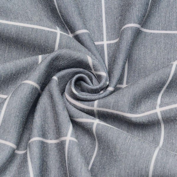 Nylon Punto Drukowany Szary Biała Krata - Textil World