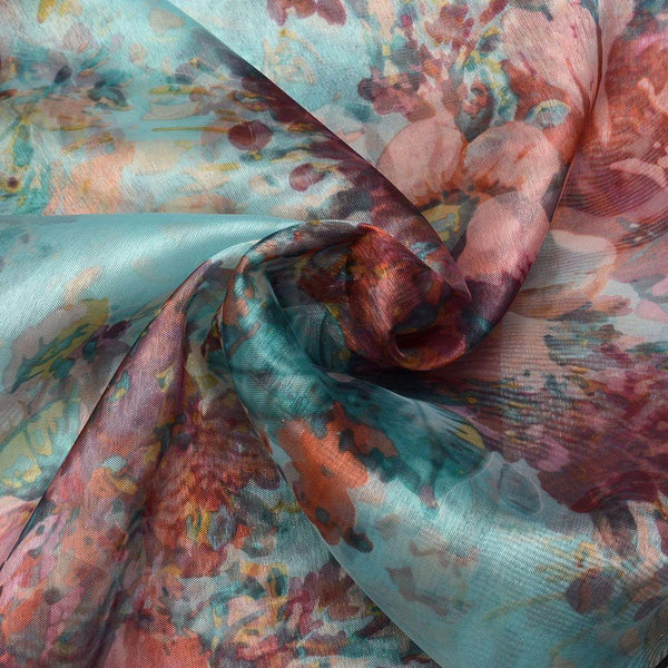 Organza Drukowana Kolorowe Kwiaty - Textil World