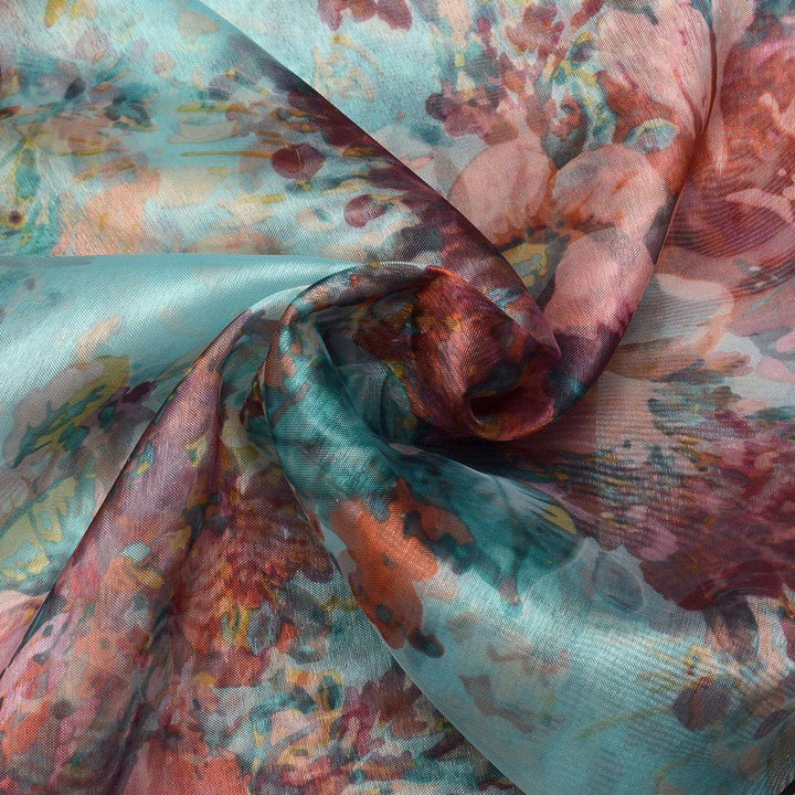Organza Drukowana Kolorowe Kwiaty - Textil World
