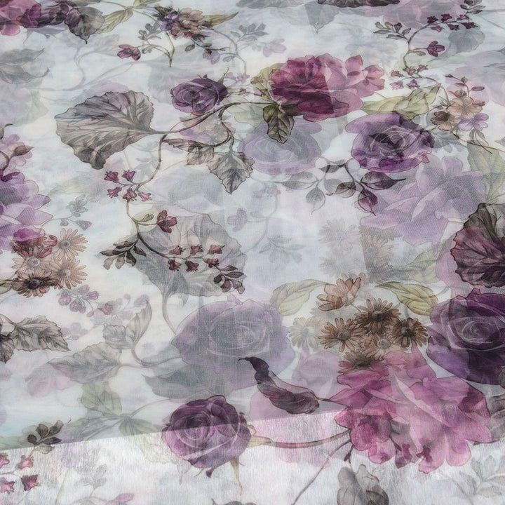 Organza Drukowana Kolorowe Kwiaty - Textil World