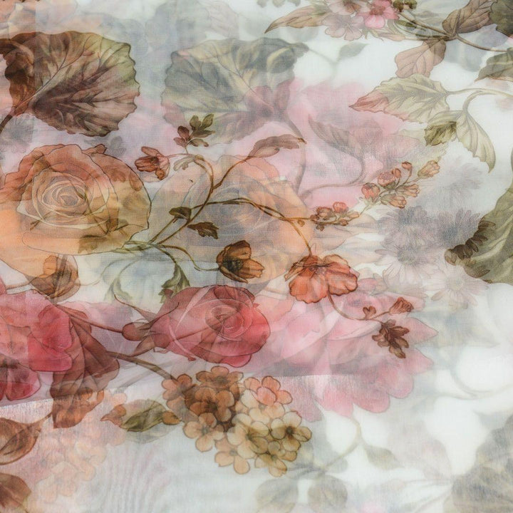 Organza Drukowana Kolorowe Kwiaty - Textil World