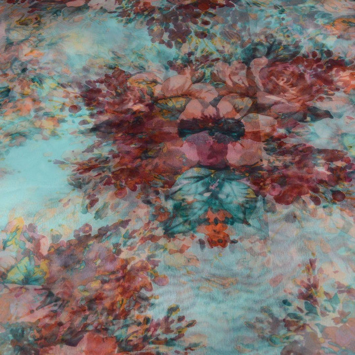 Organza Drukowana Kolorowe Kwiaty - Textil World