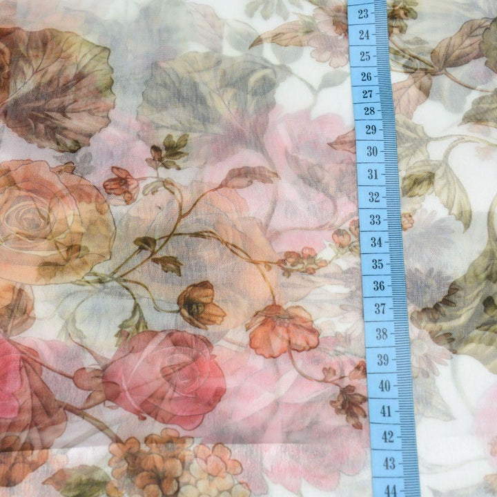 Organza Drukowana Kolorowe Kwiaty - Textil World